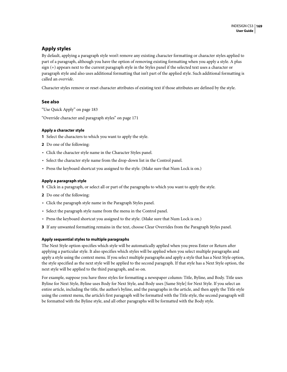 Apply styles | Adobe InDesign CS3 User Manual | Page 176 / 672