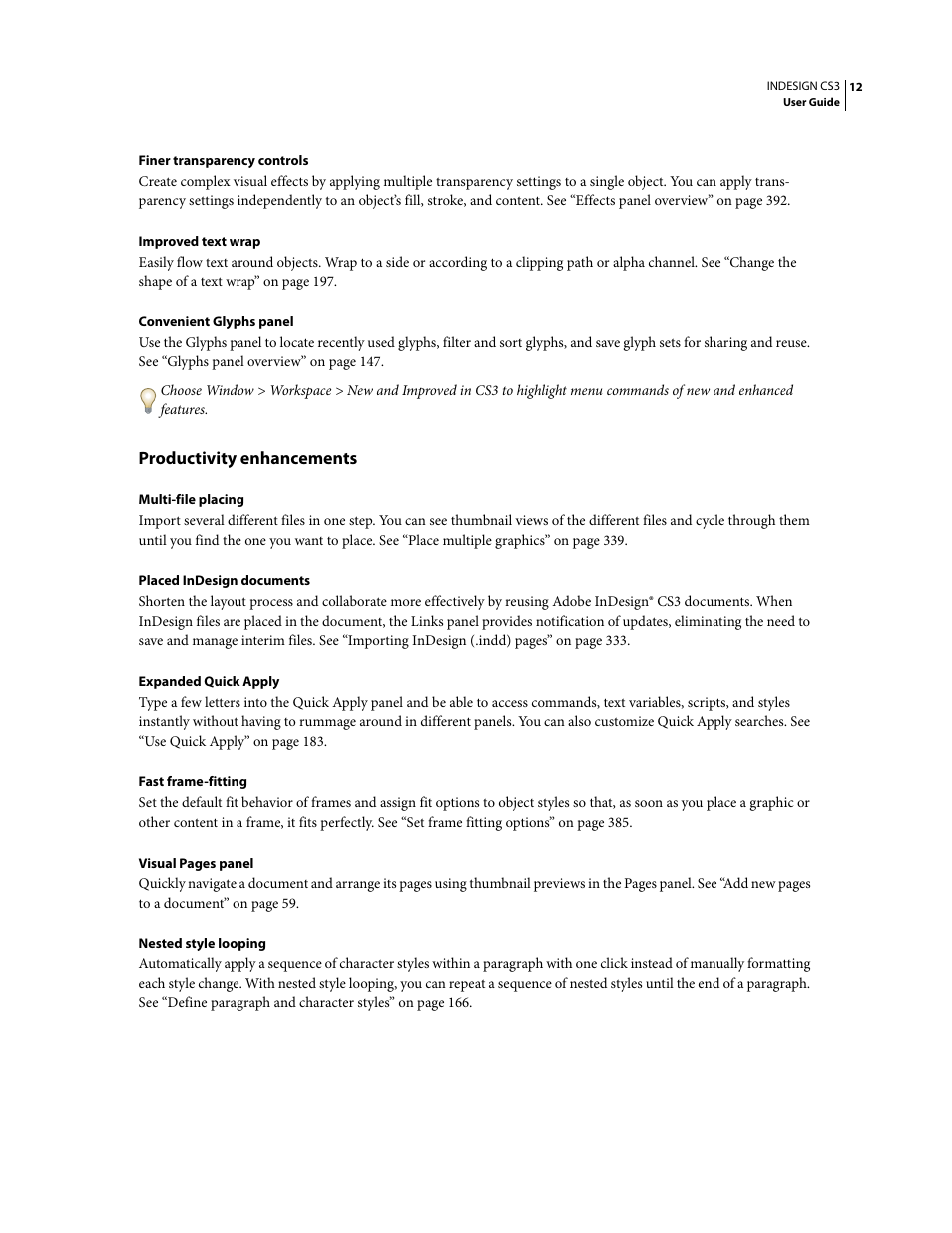 Productivity enhancements | Adobe InDesign CS3 User Manual | Page 19 / 672