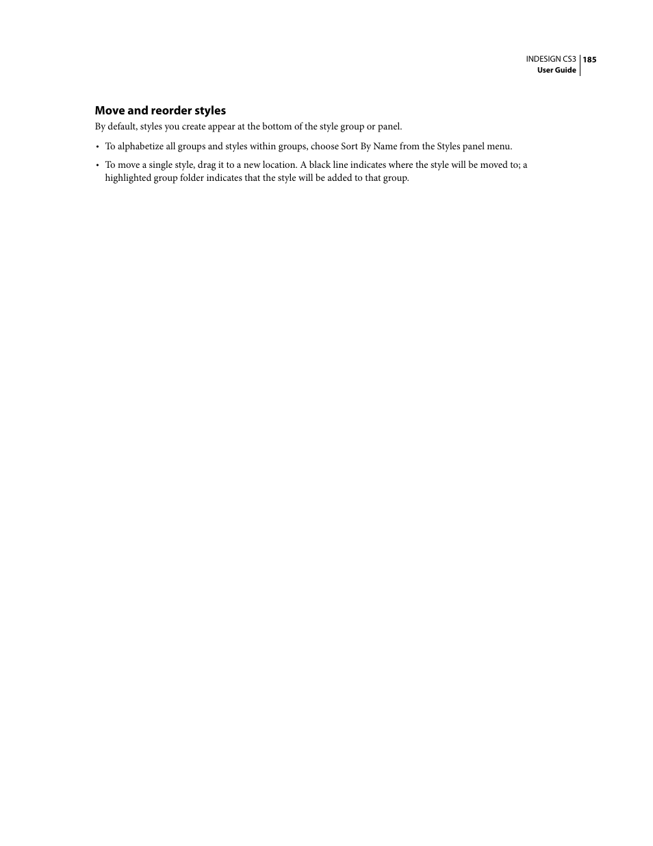 Move and reorder styles | Adobe InDesign CS3 User Manual | Page 192 / 672
