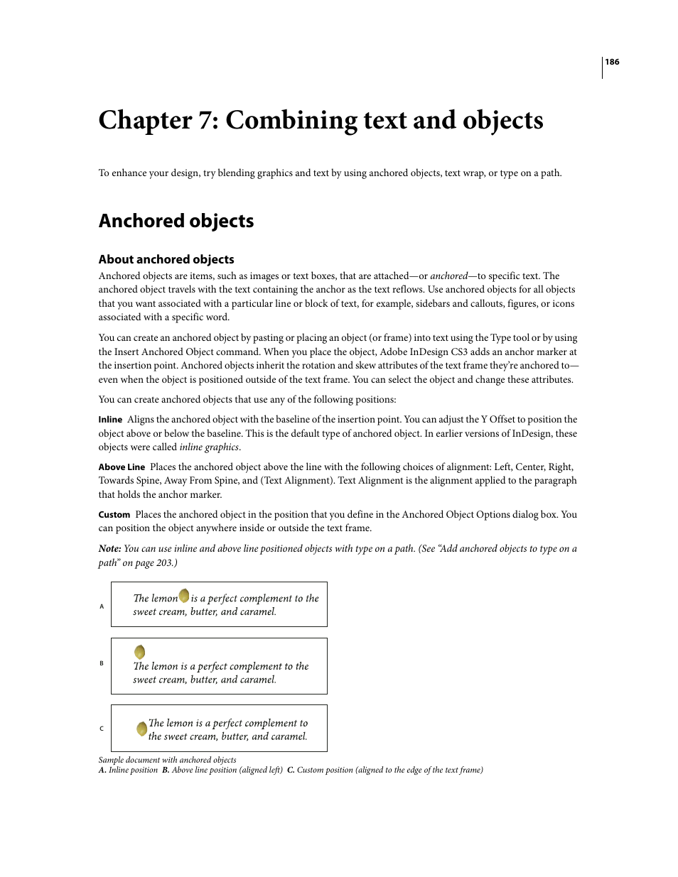 Chapter 7: combining text and objects, Anchored objects, About anchored objects | Adobe InDesign CS3 User Manual | Page 193 / 672