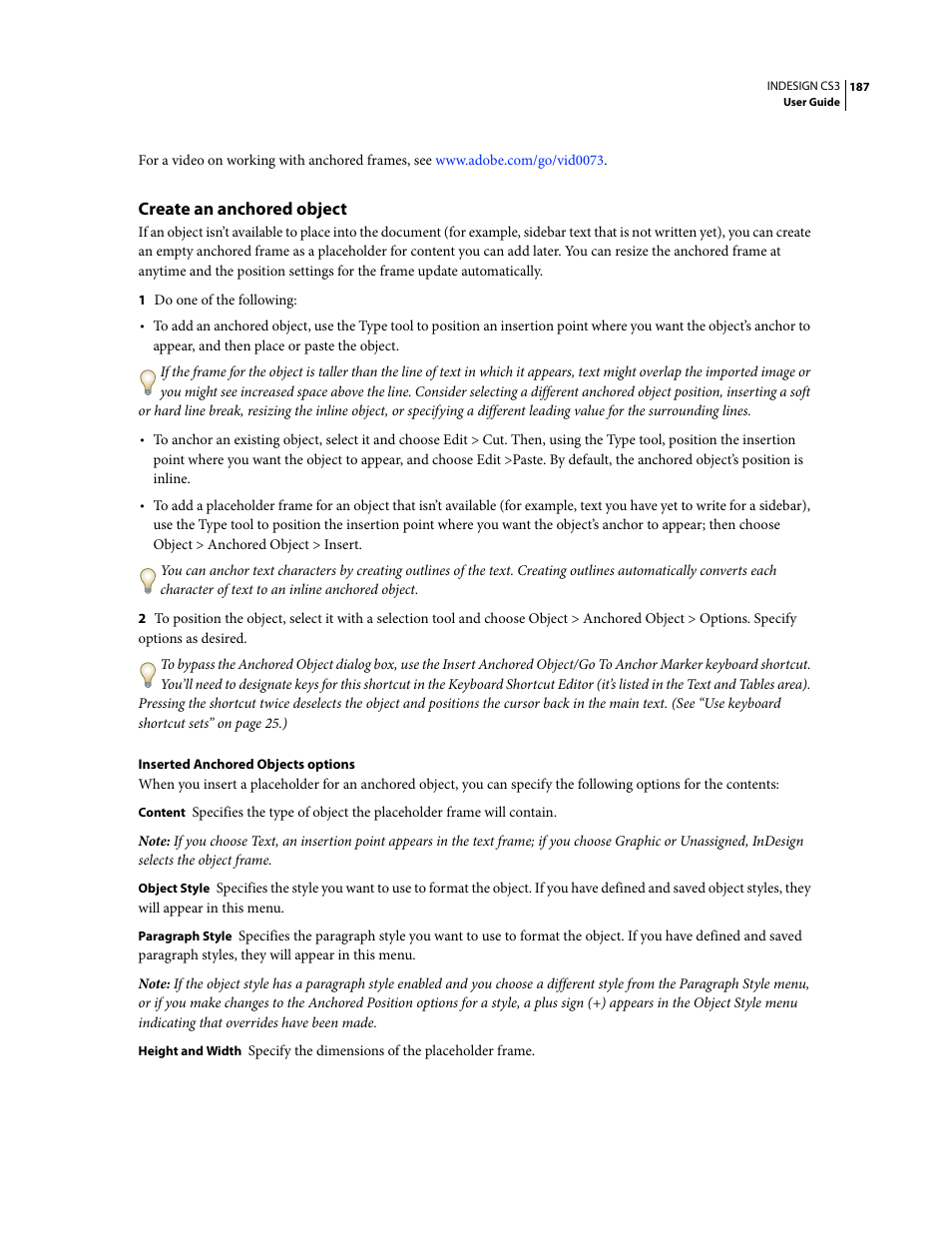 Create an anchored object | Adobe InDesign CS3 User Manual | Page 194 / 672