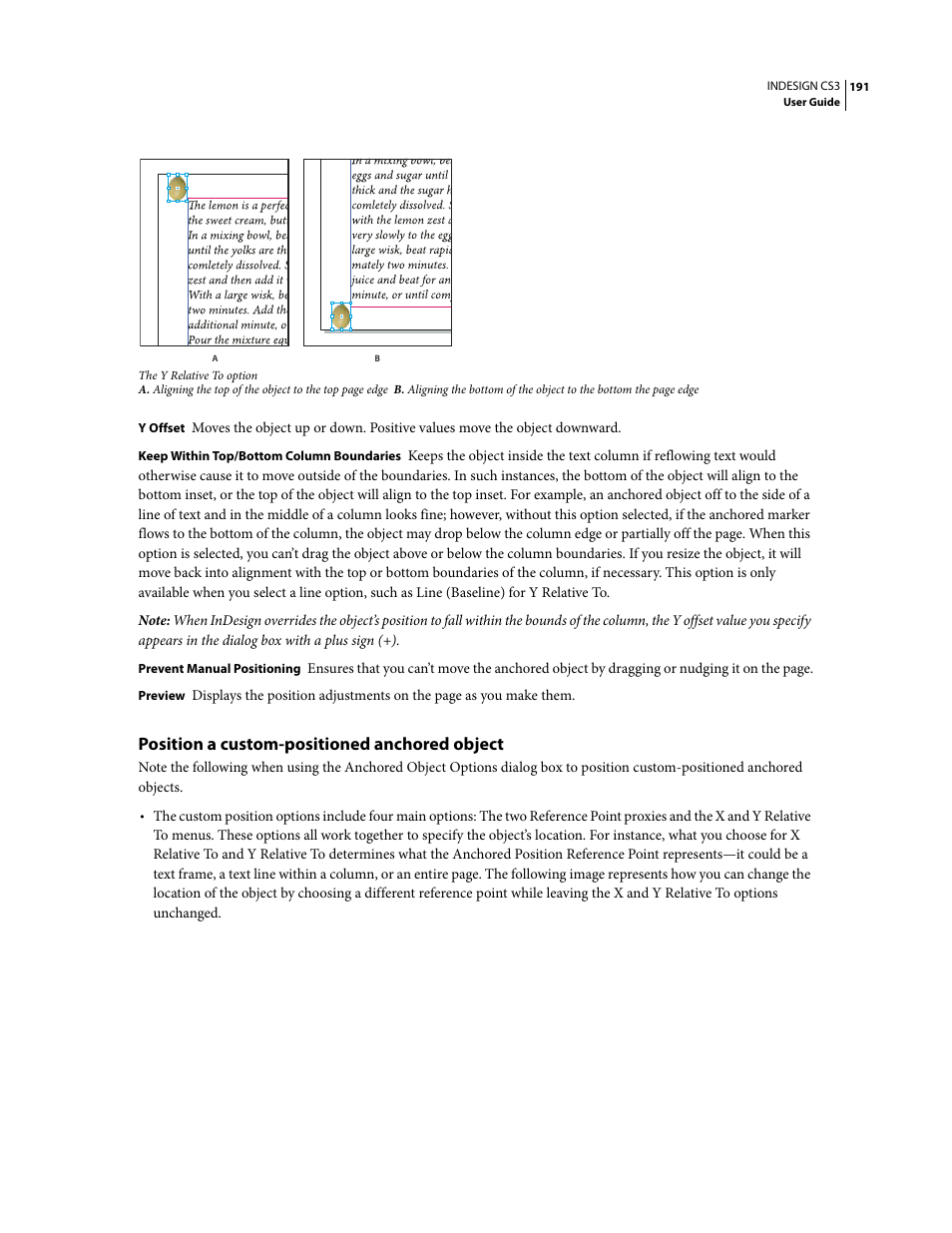 Position a custom-positioned anchored object | Adobe InDesign CS3 User Manual | Page 198 / 672