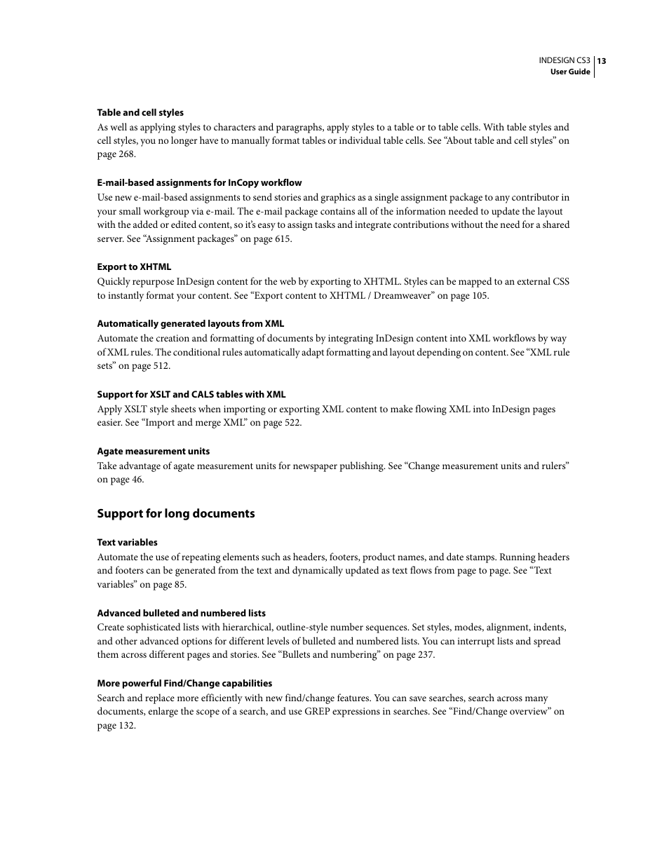 Support for long documents | Adobe InDesign CS3 User Manual | Page 20 / 672