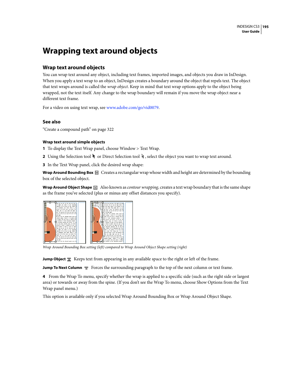 Wrapping text around objects, Wrap text around objects | Adobe InDesign CS3 User Manual | Page 202 / 672