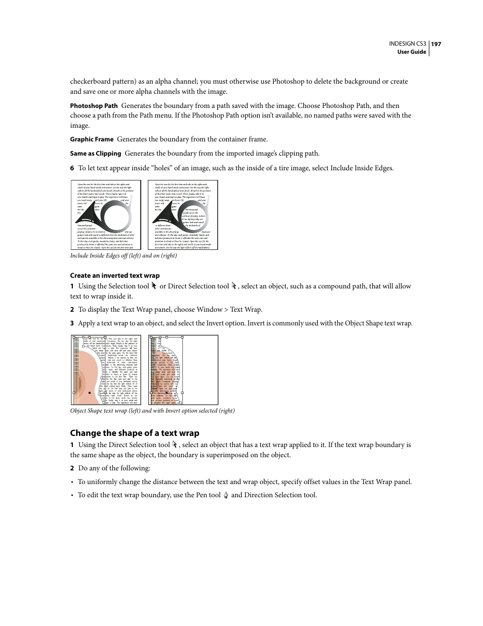Change the shape of a text wrap | Adobe InDesign CS3 User Manual | Page 204 / 672