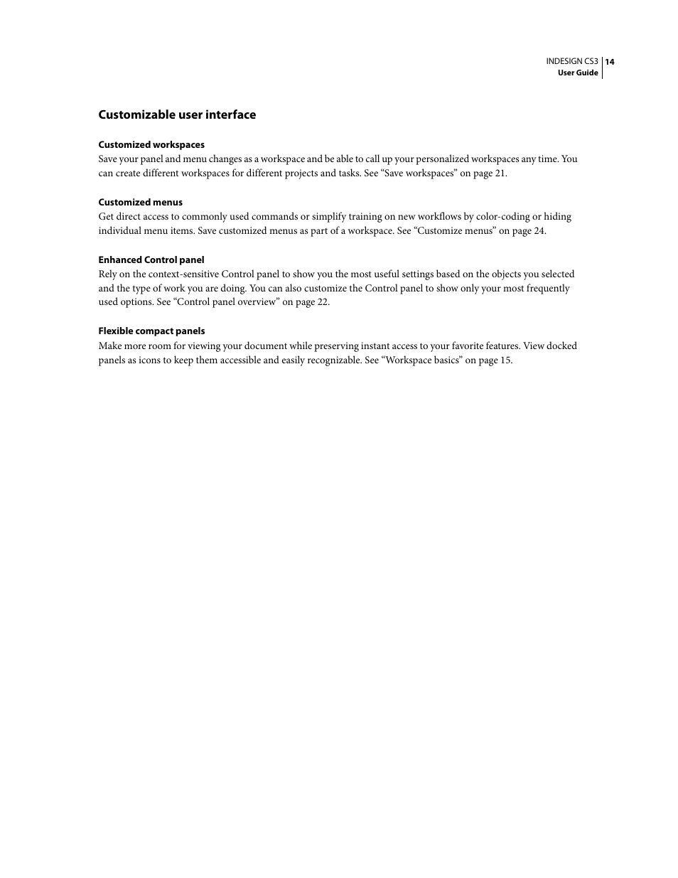 Customizable user interface | Adobe InDesign CS3 User Manual | Page 21 / 672
