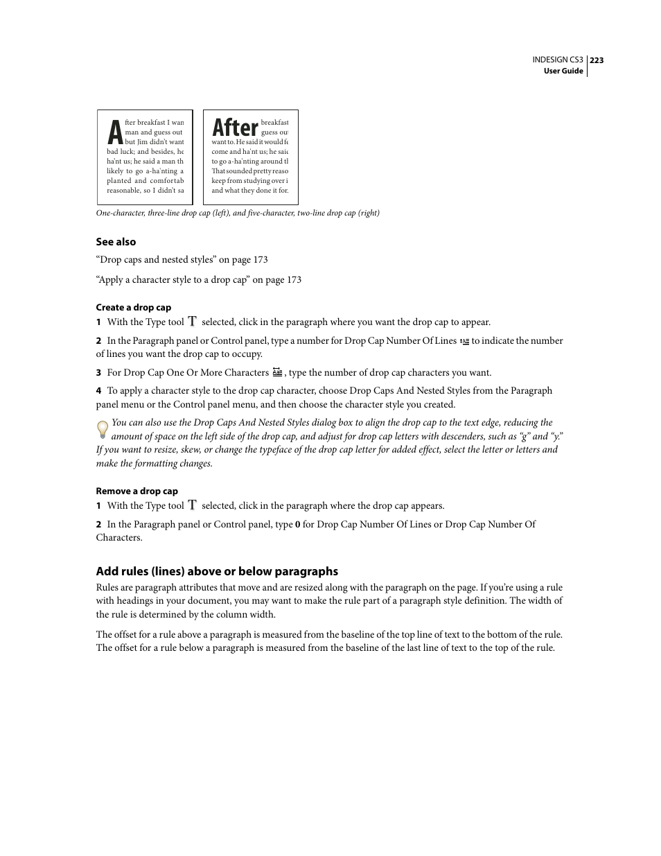 Add rules (lines) above or below paragraphs, After | Adobe InDesign CS3 User Manual | Page 230 / 672