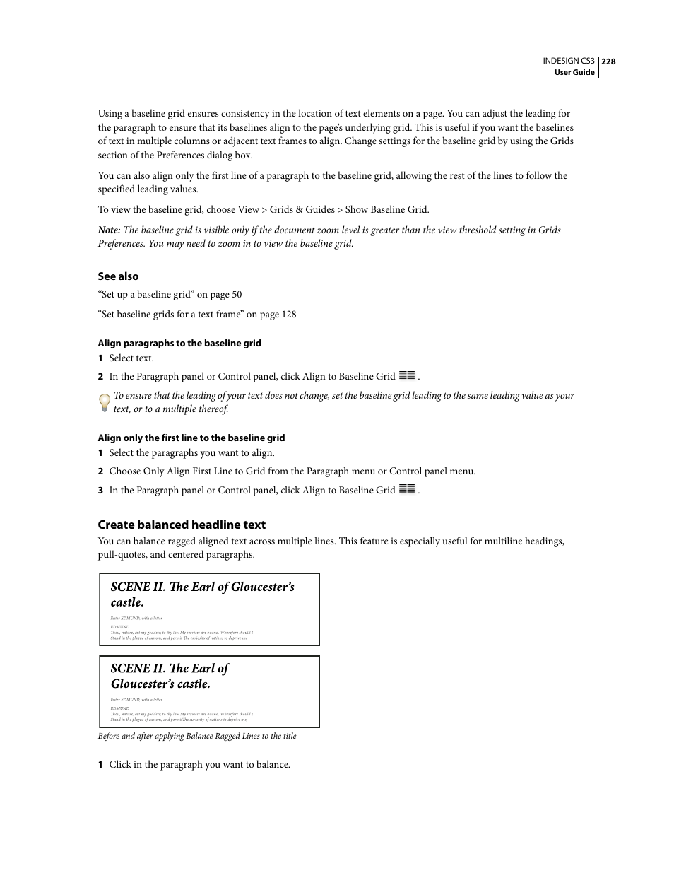 Create balanced headline text | Adobe InDesign CS3 User Manual | Page 235 / 672