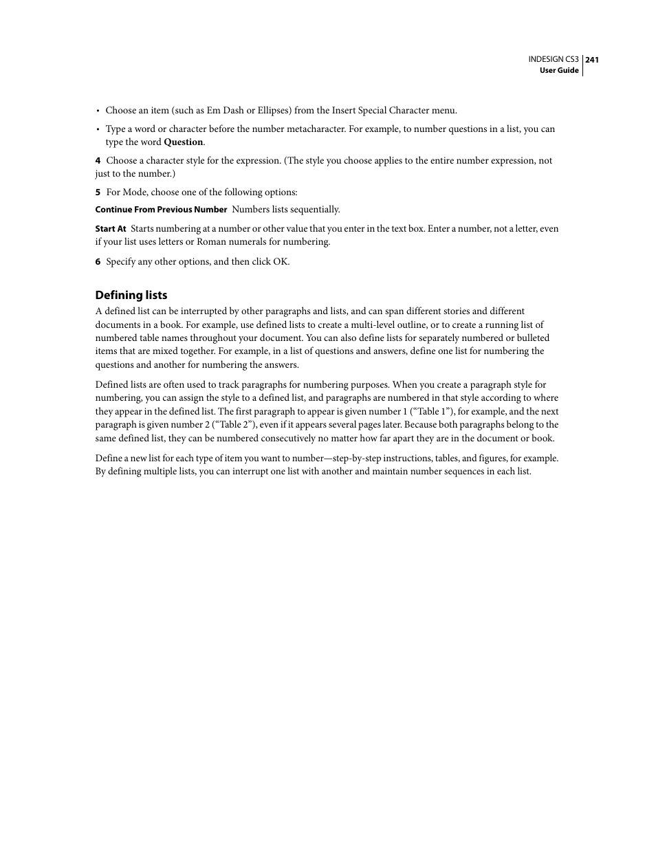 Defining lists | Adobe InDesign CS3 User Manual | Page 248 / 672