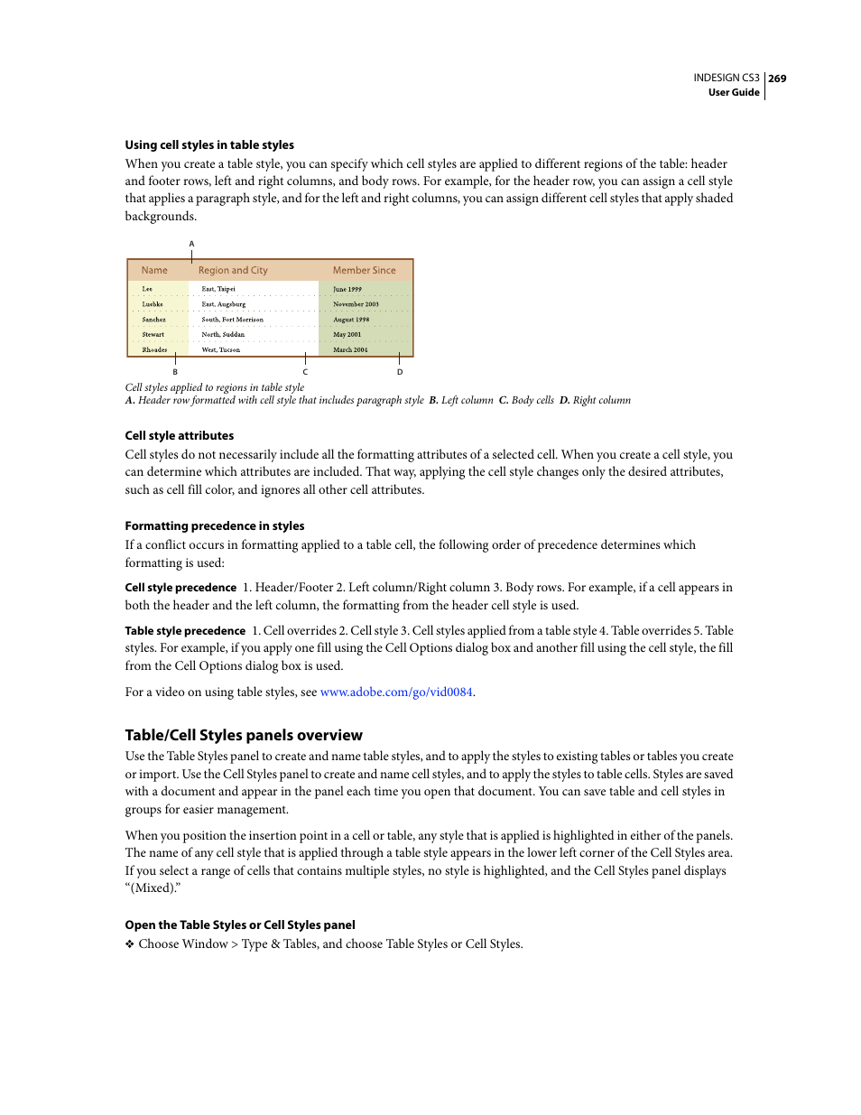 Table/cell styles panels overview | Adobe InDesign CS3 User Manual | Page 276 / 672