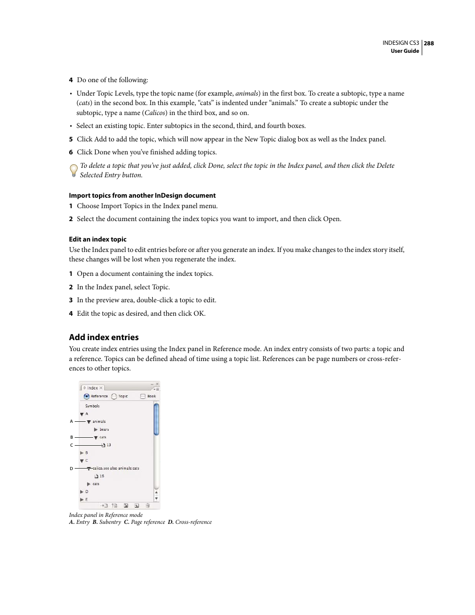 Add index entries | Adobe InDesign CS3 User Manual | Page 295 / 672