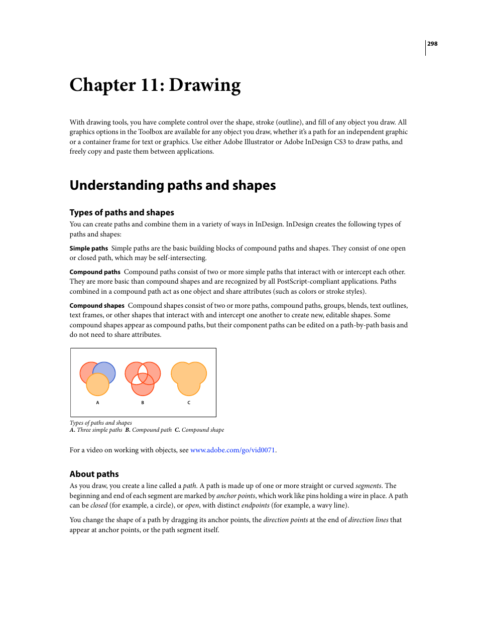 Chapter 11: drawing, Understanding paths and shapes, Types of paths and shapes | About paths | Adobe InDesign CS3 User Manual | Page 305 / 672