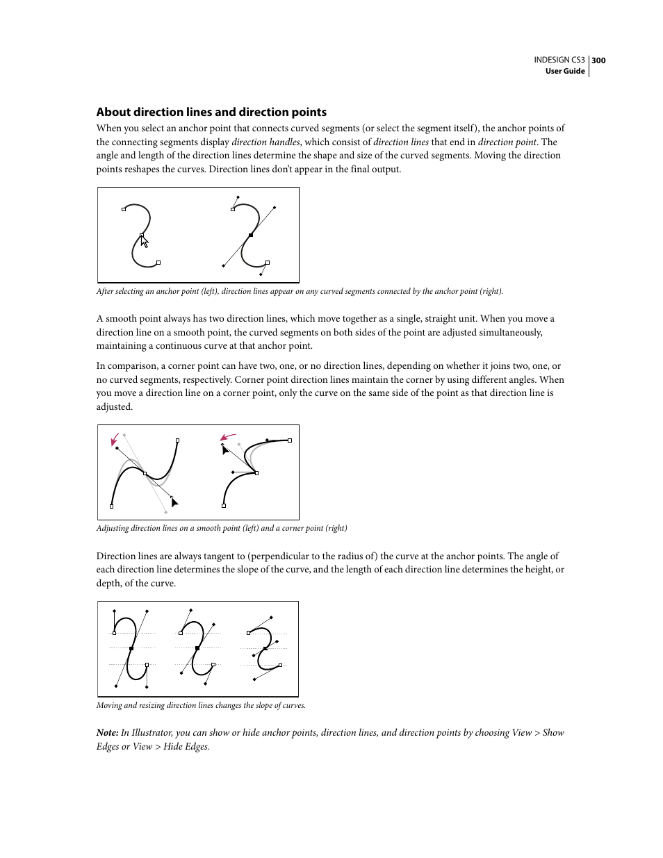 About direction lines and direction points | Adobe InDesign CS3 User Manual | Page 307 / 672