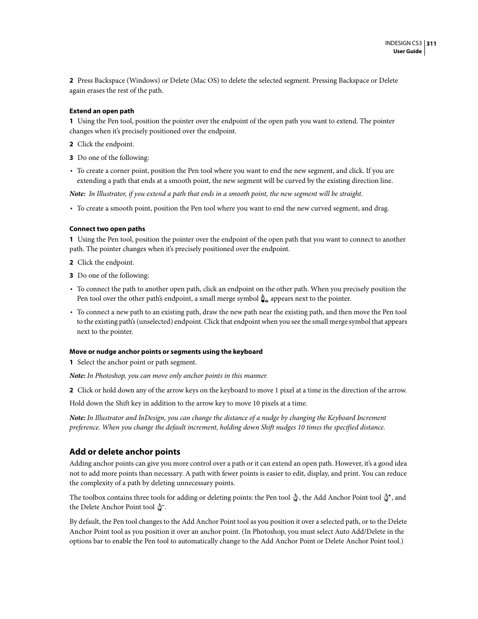 Add or delete anchor points | Adobe InDesign CS3 User Manual | Page 318 / 672