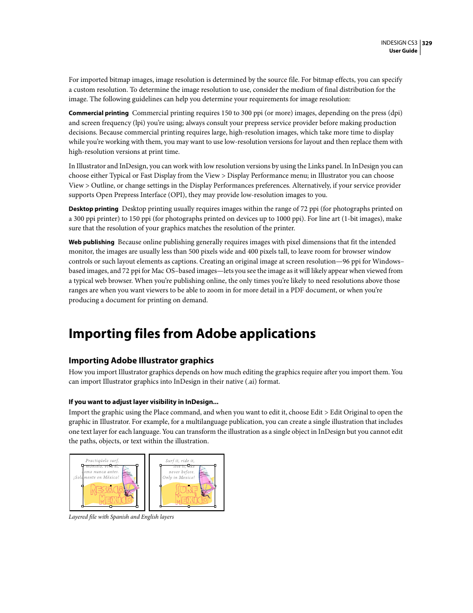 Importing files from adobe applications, Importing adobe illustrator graphics | Adobe InDesign CS3 User Manual | Page 336 / 672