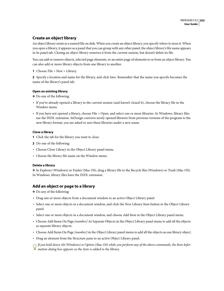 Create an object library | Adobe InDesign CS3 User Manual | Page 362 / 672