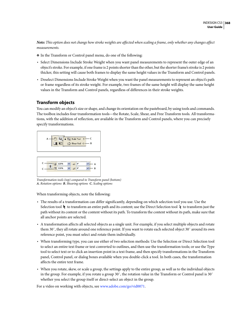 Transform objects | Adobe InDesign CS3 User Manual | Page 375 / 672