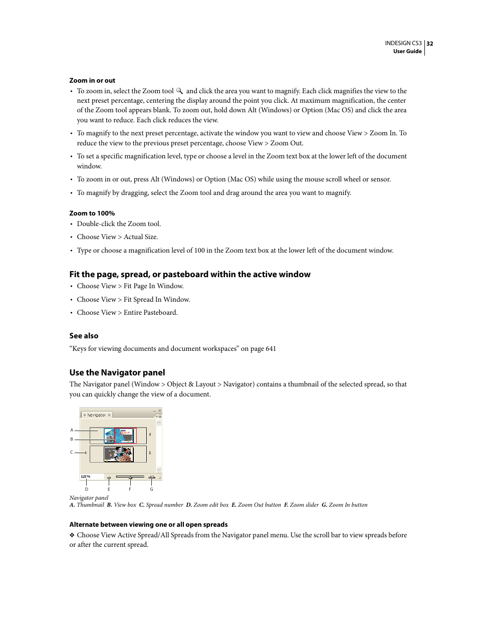 Use the navigator panel | Adobe InDesign CS3 User Manual | Page 39 / 672