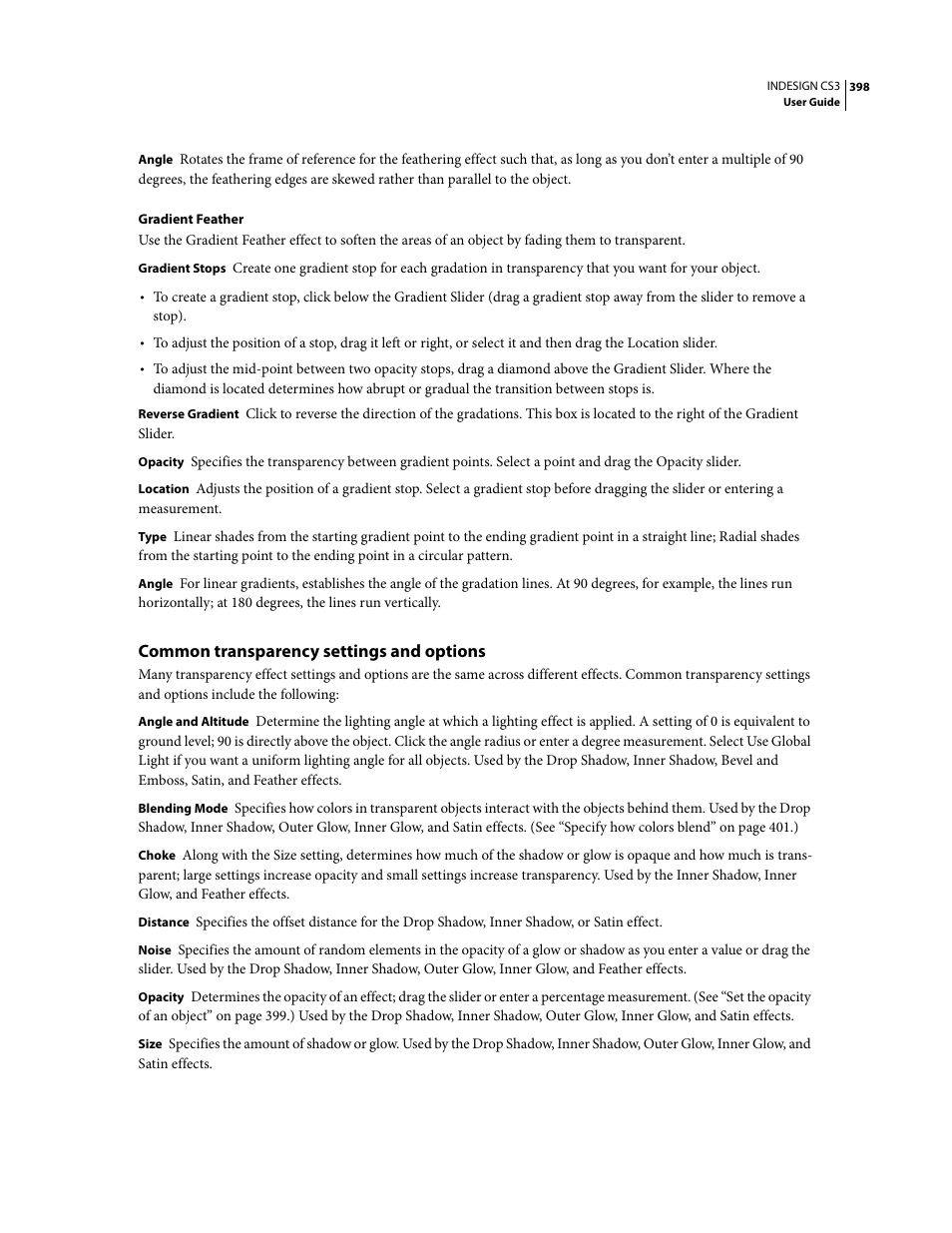 Common transparency settings and options | Adobe InDesign CS3 User Manual | Page 405 / 672