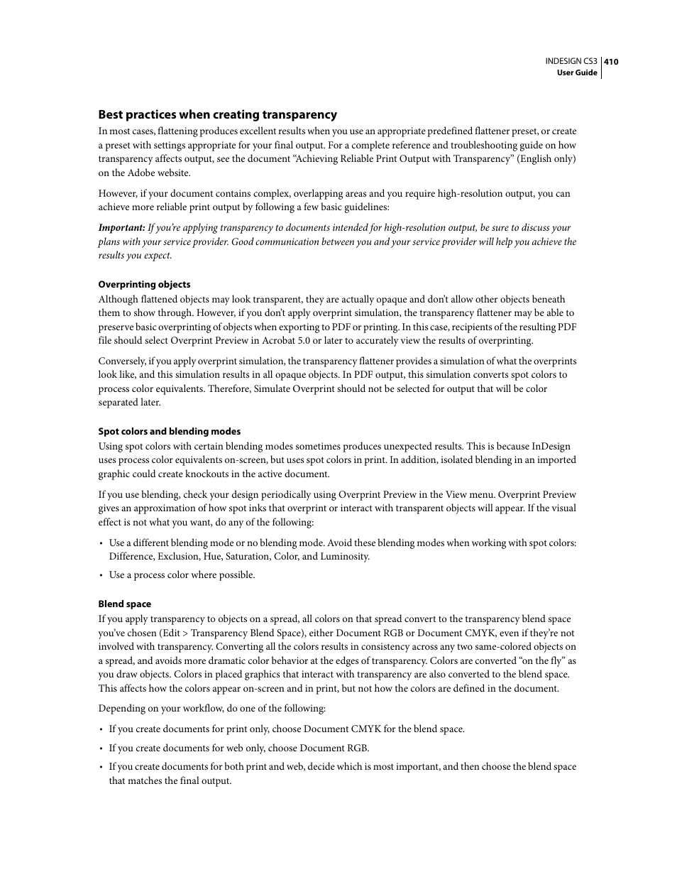 Best practices when creating transparency | Adobe InDesign CS3 User Manual | Page 417 / 672