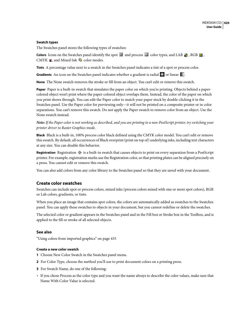 Create color swatches | Adobe InDesign CS3 User Manual | Page 427 / 672