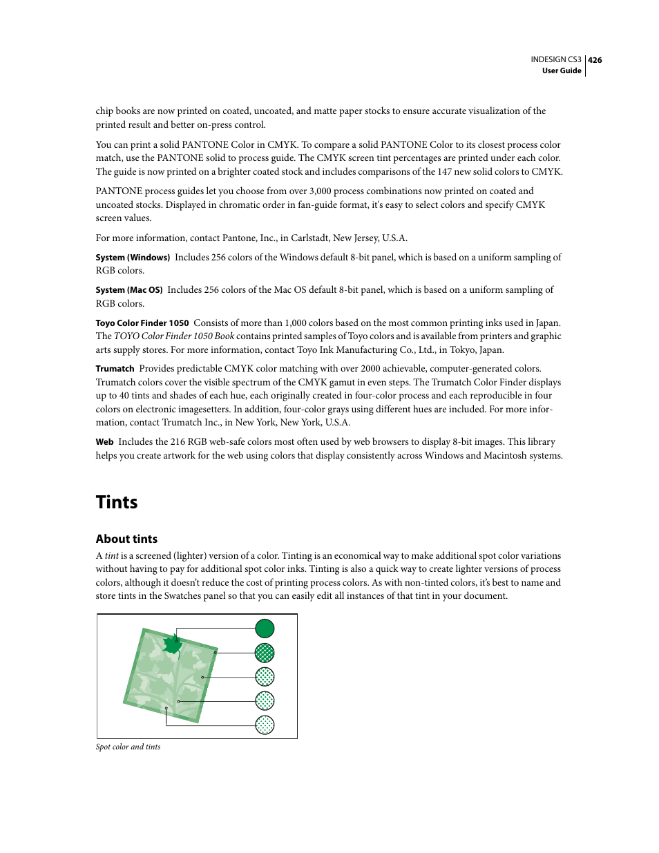 Tints, About tints | Adobe InDesign CS3 User Manual | Page 433 / 672