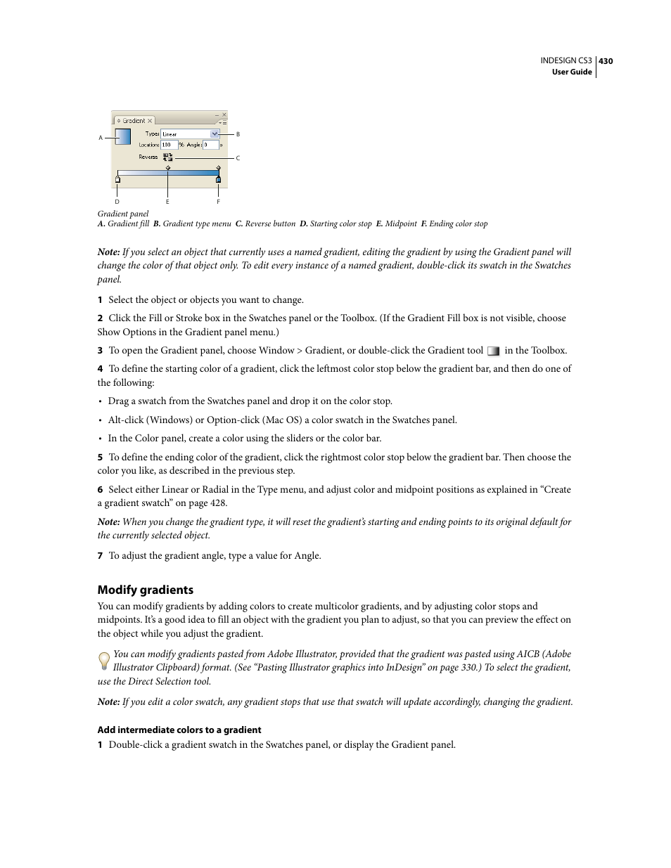 Modify gradients | Adobe InDesign CS3 User Manual | Page 437 / 672
