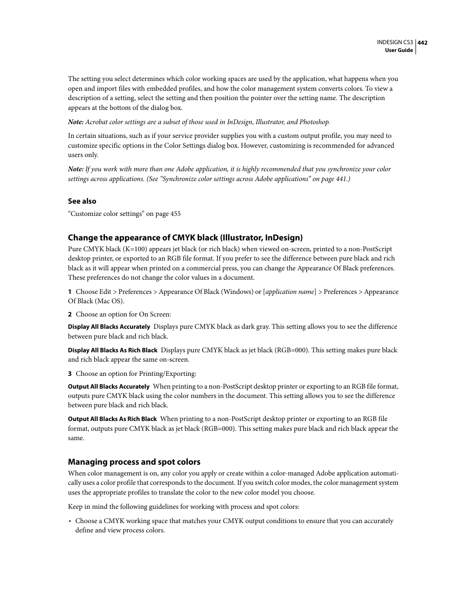Managing process and spot colors | Adobe InDesign CS3 User Manual | Page 449 / 672