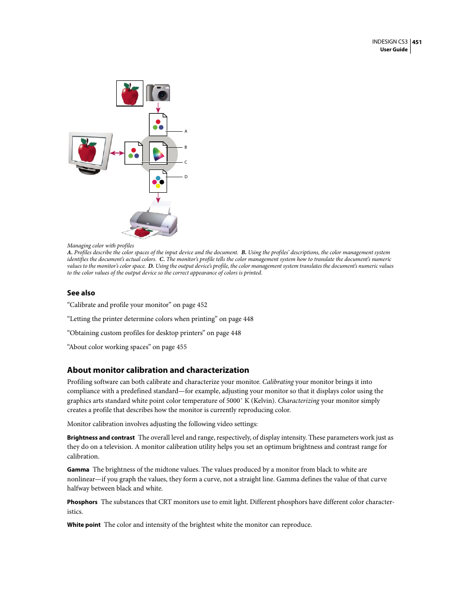 About monitor calibration and characterization | Adobe InDesign CS3 User Manual | Page 458 / 672