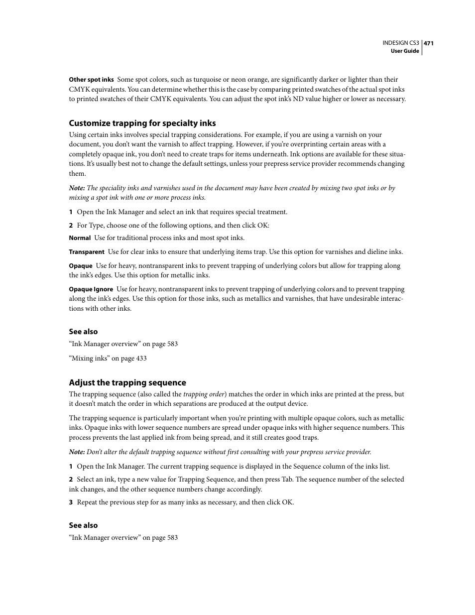 Customize trapping for specialty inks, Adjust the trapping sequence | Adobe InDesign CS3 User Manual | Page 478 / 672