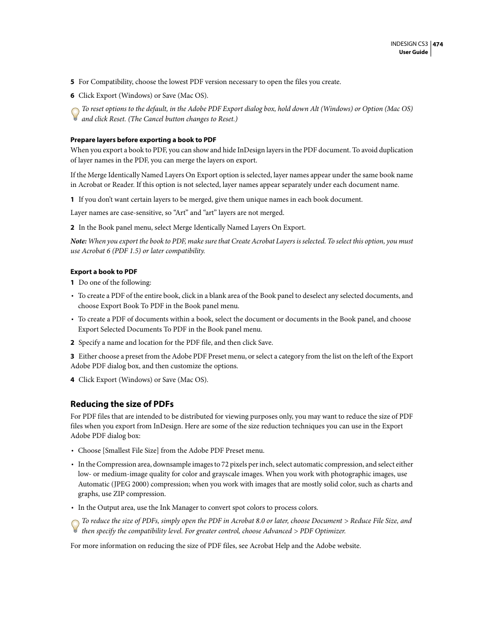 Reducing the size of pdfs | Adobe InDesign CS3 User Manual | Page 481 / 672