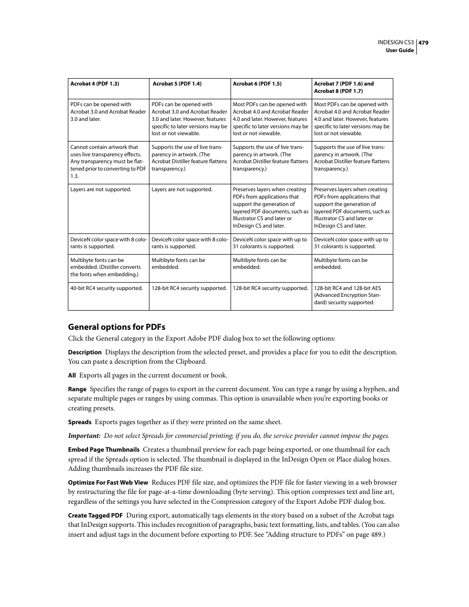 General options for pdfs | Adobe InDesign CS3 User Manual | Page 486 / 672