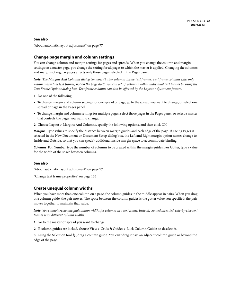 Create unequal column widths | Adobe InDesign CS3 User Manual | Page 50 / 672