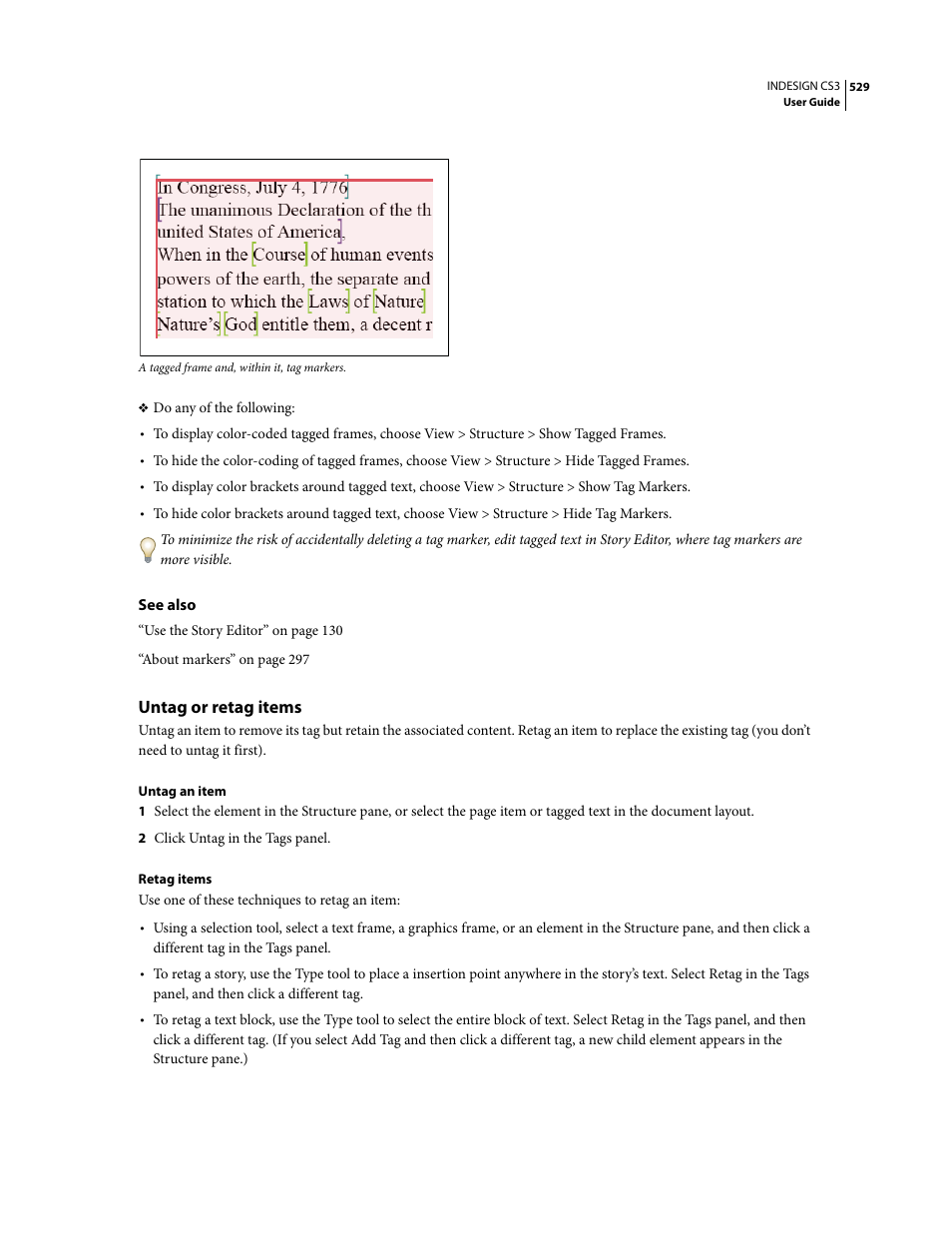 Untag or retag items | Adobe InDesign CS3 User Manual | Page 536 / 672