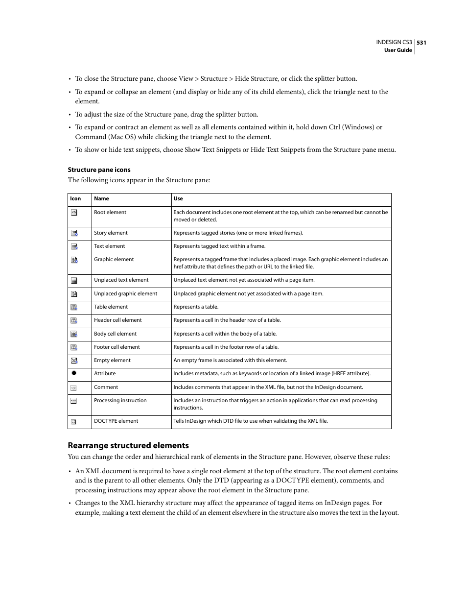 Rearrange structured elements | Adobe InDesign CS3 User Manual | Page 538 / 672