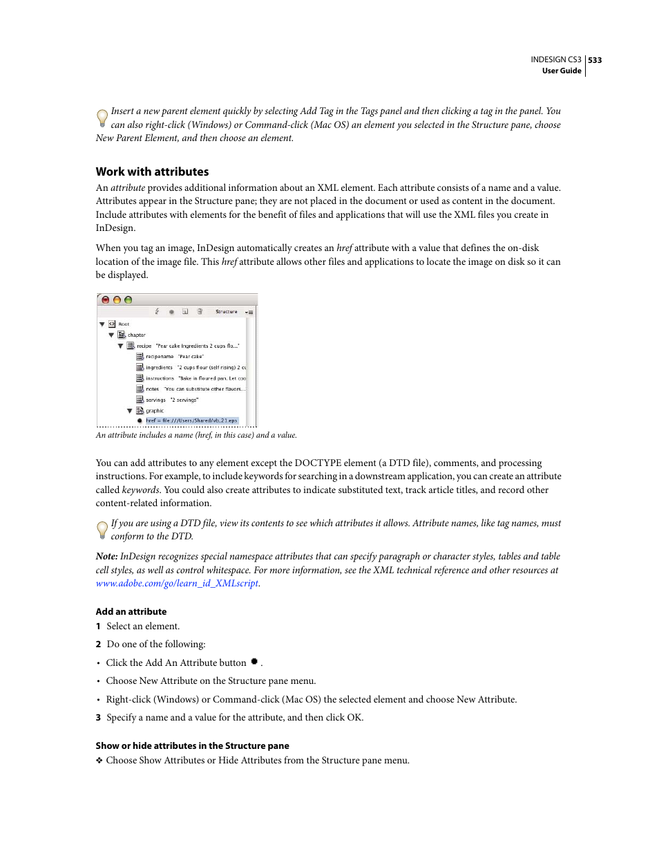 Work with attributes | Adobe InDesign CS3 User Manual | Page 540 / 672