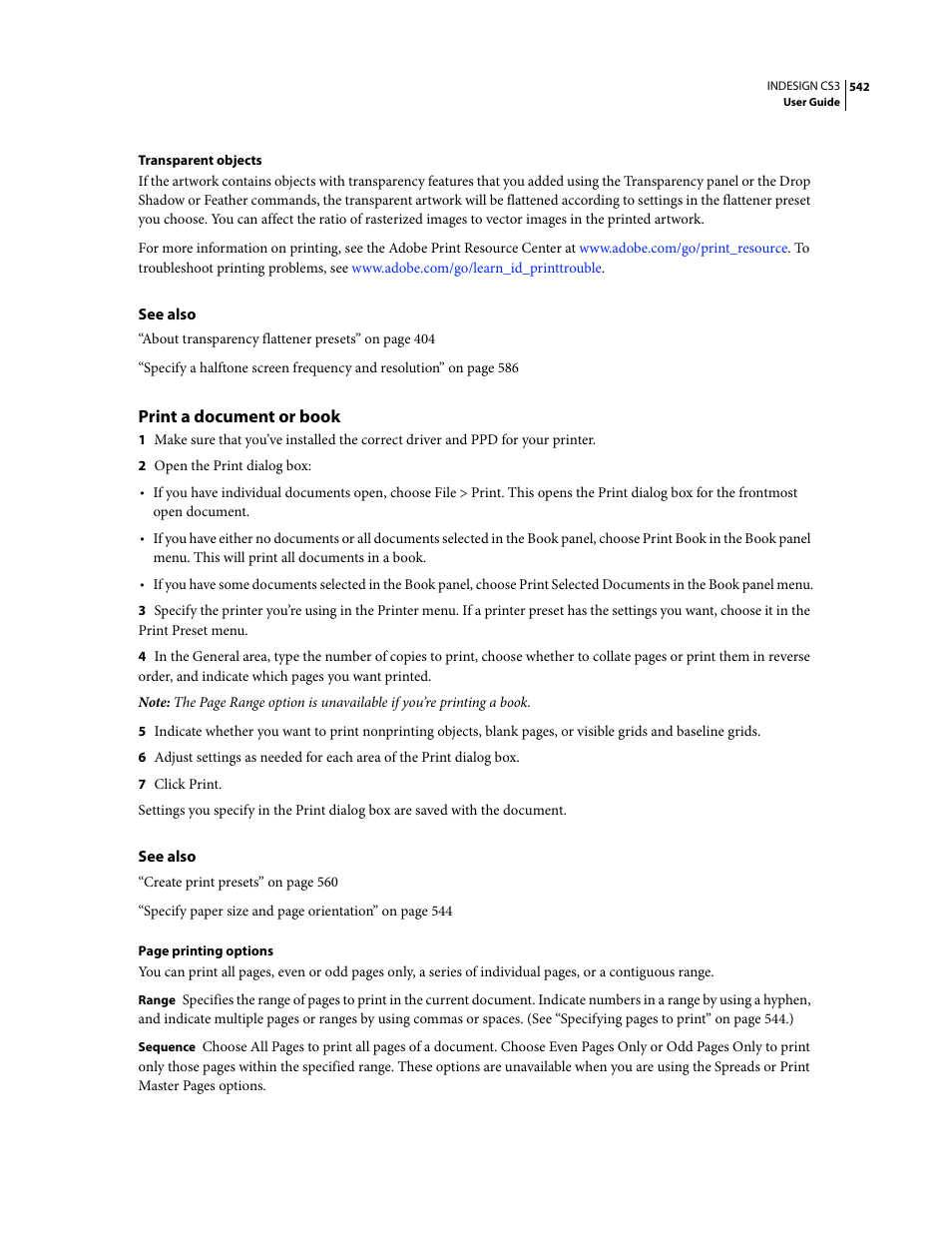 Print a document or book | Adobe InDesign CS3 User Manual | Page 549 / 672