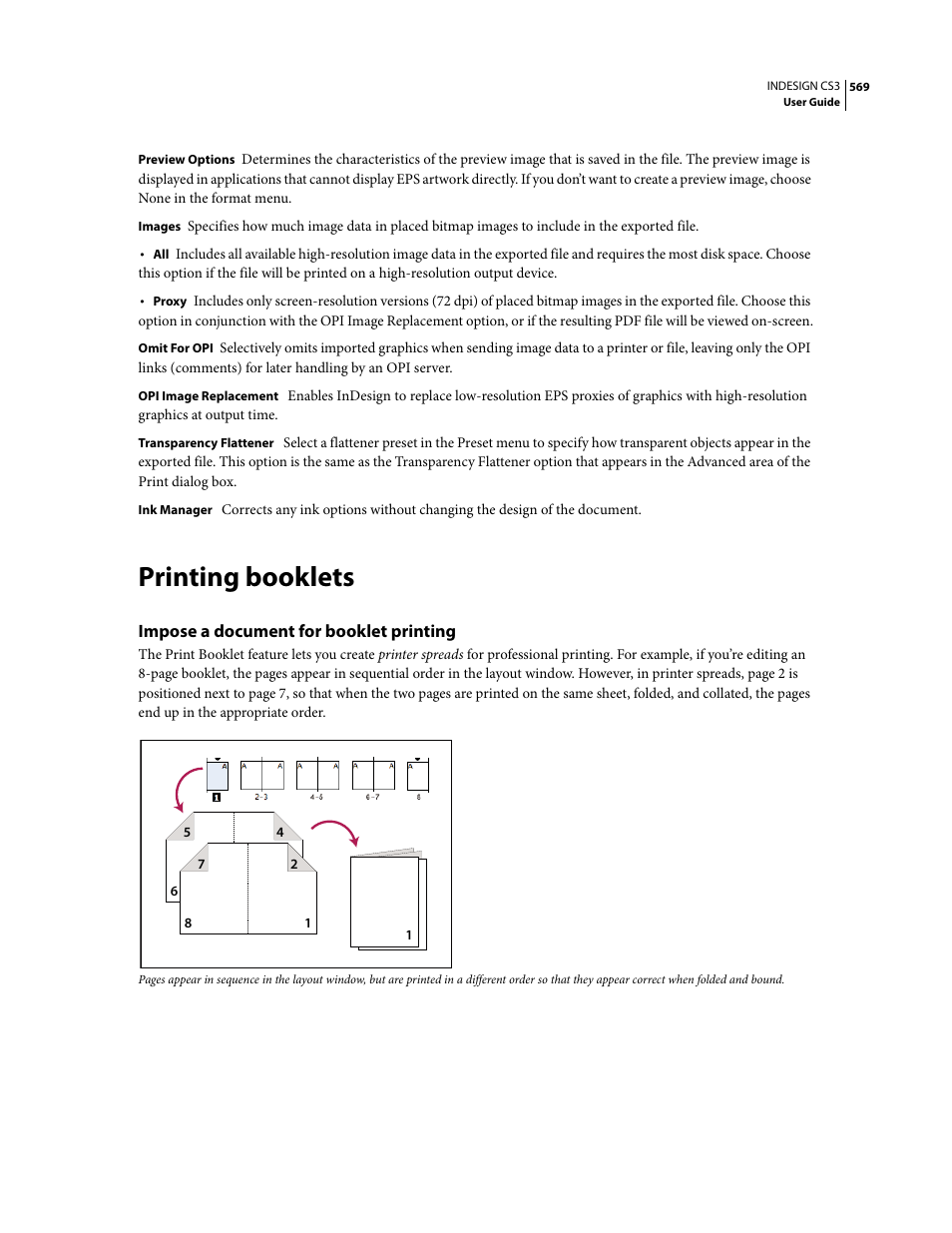 Printing booklets, Impose a document for booklet printing | Adobe InDesign CS3 User Manual | Page 576 / 672