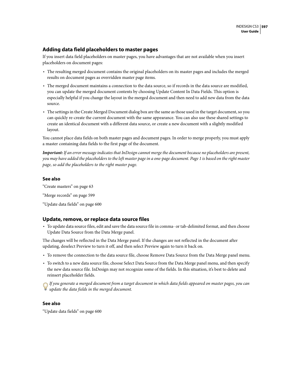 Update, remove, or replace data source files | Adobe InDesign CS3 User Manual | Page 604 / 672