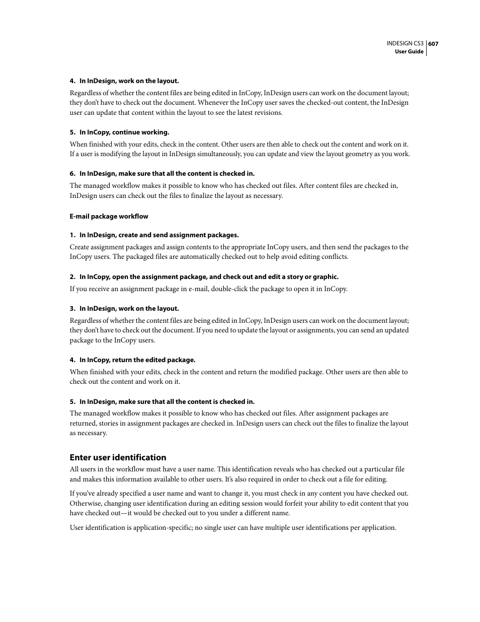 Enter user identification | Adobe InDesign CS3 User Manual | Page 614 / 672