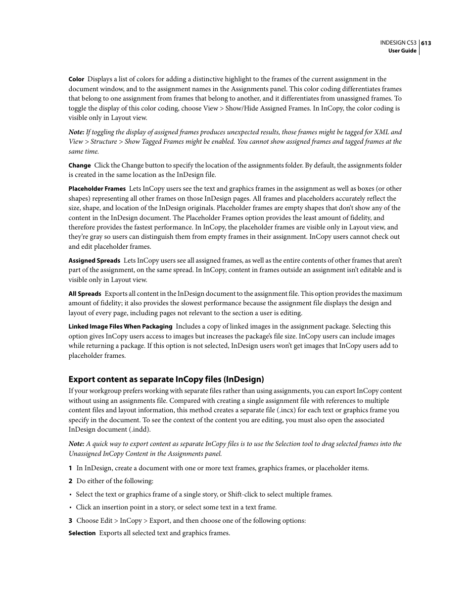 Export content as separate incopy files (indesign) | Adobe InDesign CS3 User Manual | Page 620 / 672