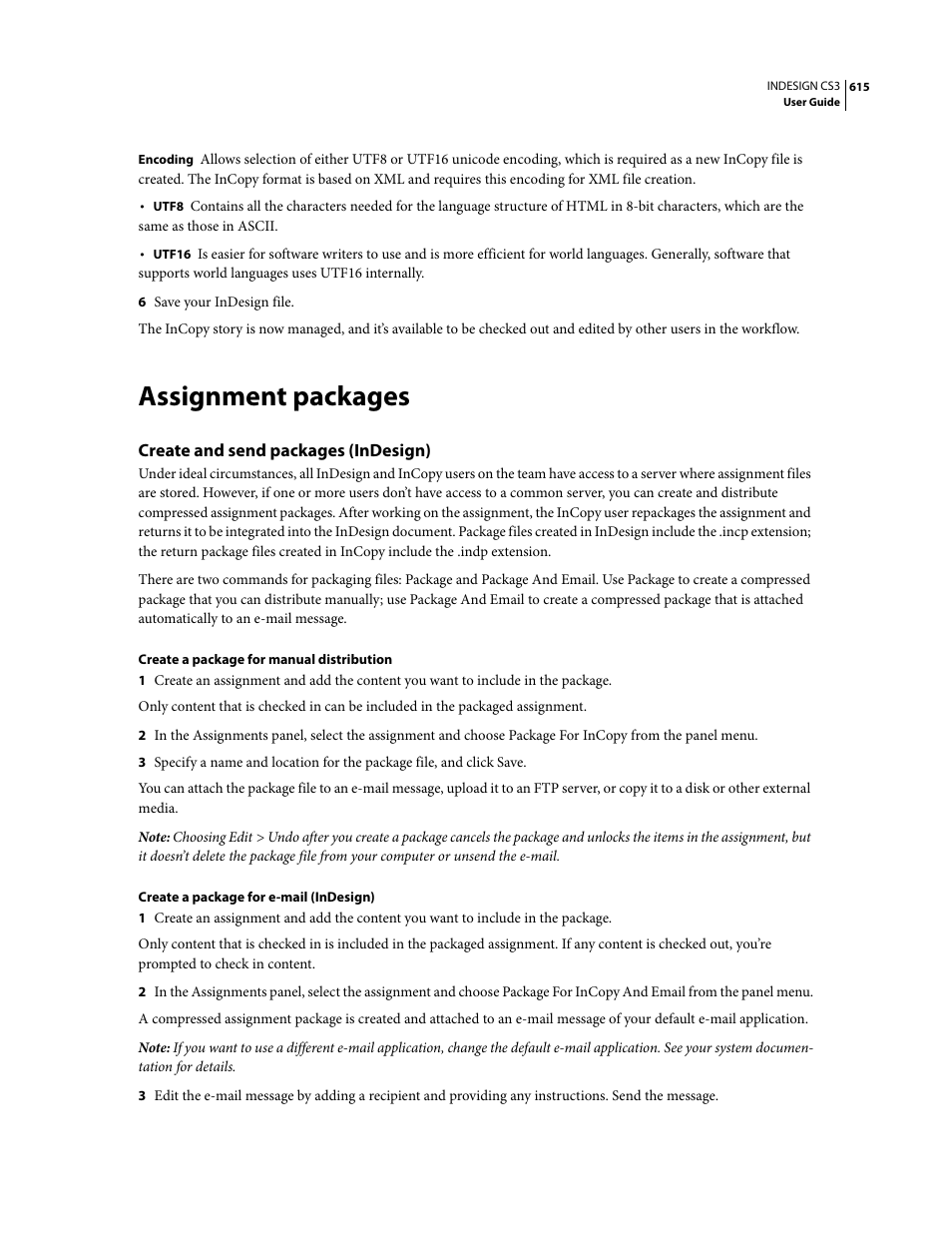 Assignment packages, Create and send packages (indesign) | Adobe InDesign CS3 User Manual | Page 622 / 672