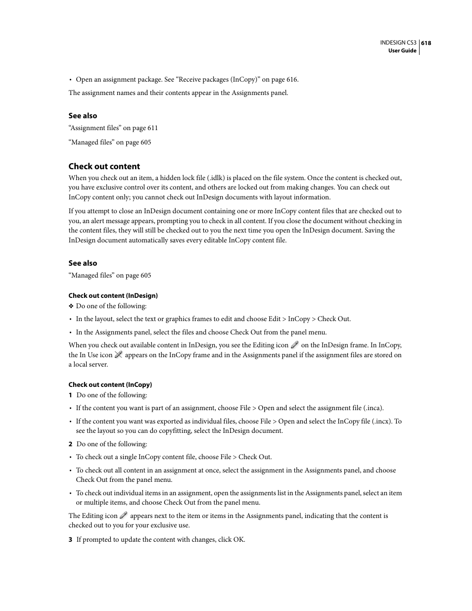 Check out content | Adobe InDesign CS3 User Manual | Page 625 / 672