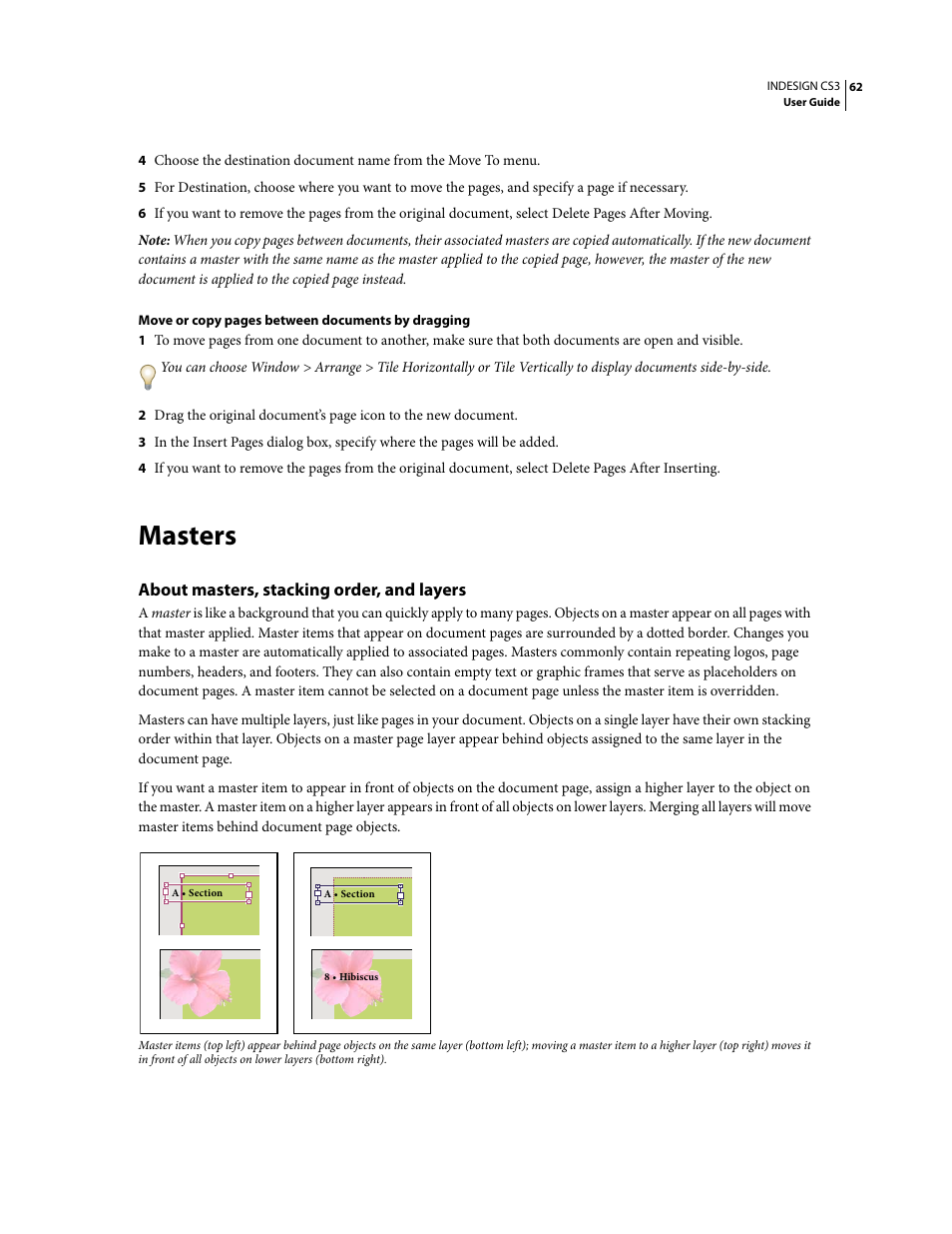 Masters, About masters, stacking order, and layers | Adobe InDesign CS3 User Manual | Page 69 / 672