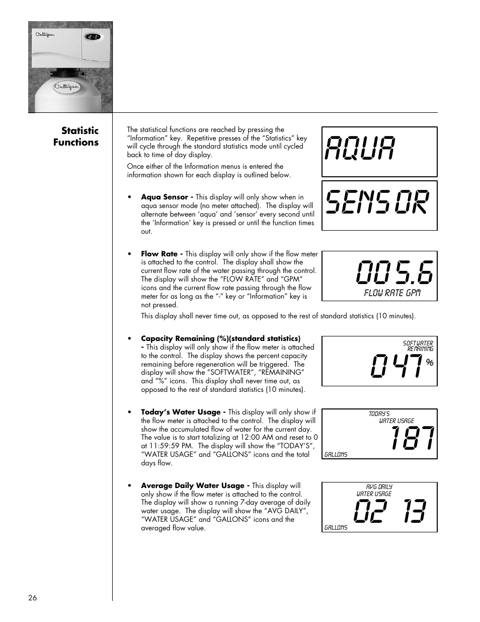 Aqua sens or | Culligan Gold Series User Manual | Page 26 / 59