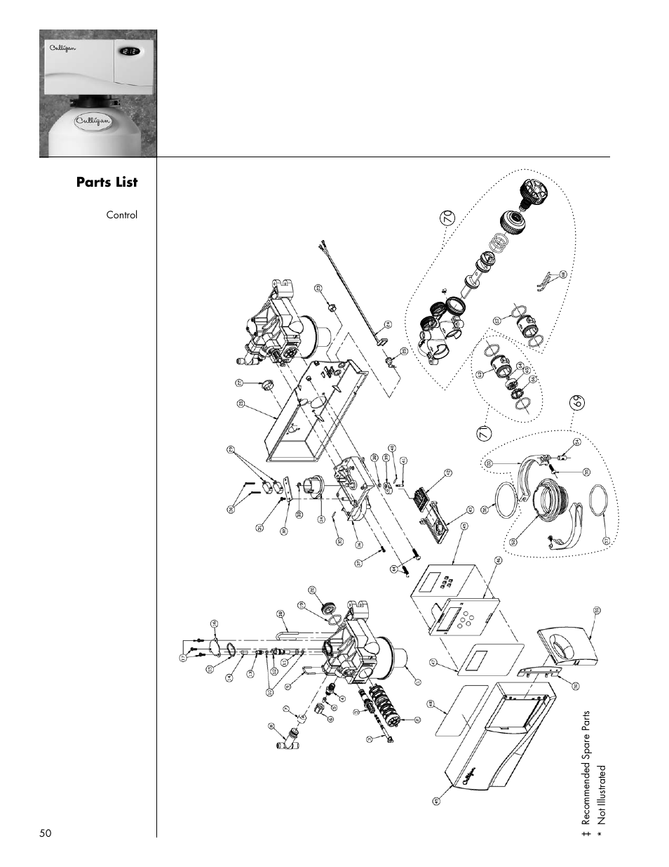 Parts list | Culligan Gold Series User Manual | Page 50 / 59