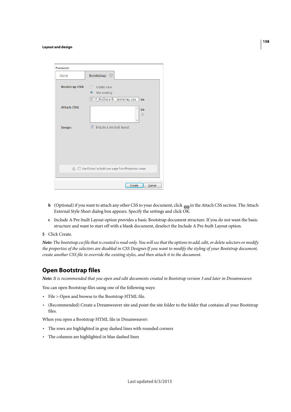 Open bootstrap files | Adobe Dreamweaver CC 2015 User Manual | Page 165 / 700