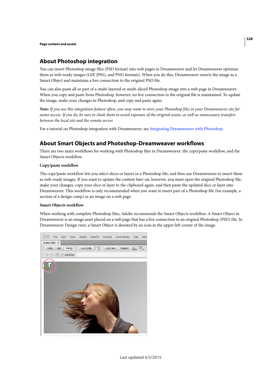 About photoshop integration | Adobe Dreamweaver CC 2015 User Manual | Page 335 / 700