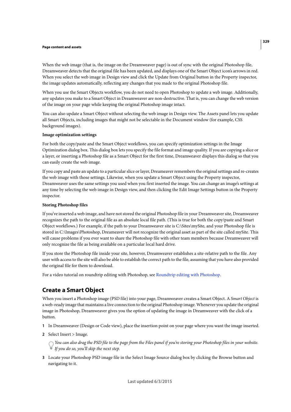 Create a smart object | Adobe Dreamweaver CC 2015 User Manual | Page 336 / 700