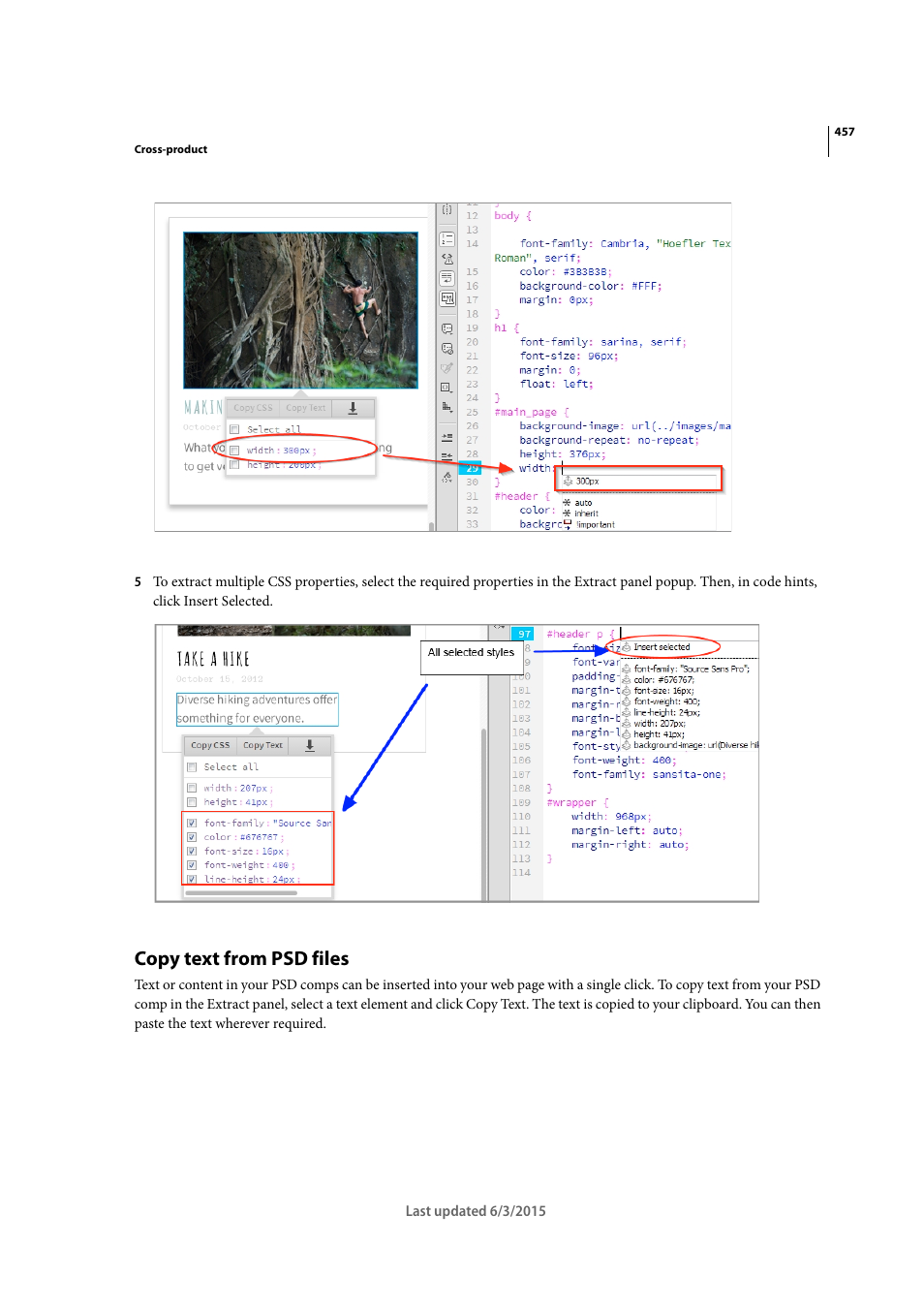 Copy text from psd files | Adobe Dreamweaver CC 2015 User Manual | Page 464 / 700